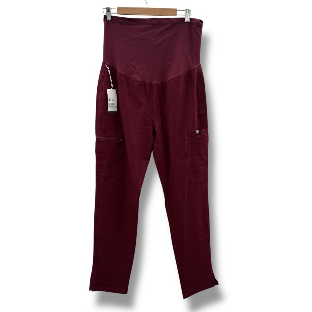FIGS NWT Yola Maternity 2.0 Petite Skinny‎ Scrub Pants XL Burgundy Workwear